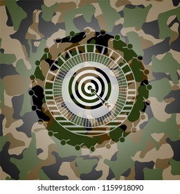 target, business icon inside camouflage texture