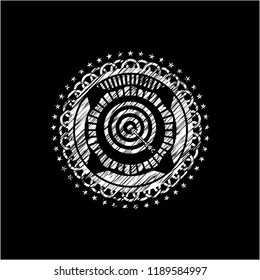 target, business icon inside chalk emblem