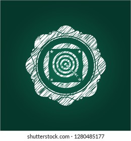 target, business icon inside chalkboard emblem