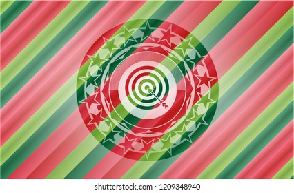 target, business icon inside christmas emblem background.