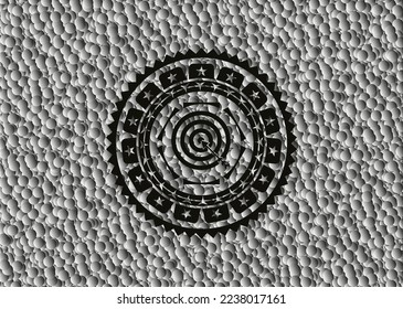 target, business icon inside dark emblem with bubbles background. Vector Illustration. Detailed. 