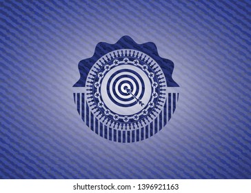 target, business icon inside emblem with jean texture