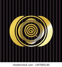 target, business icon inside gold emblem or badge