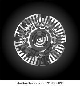 target, business icon inside grey camouflage emblem