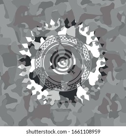 target, business icon inside grey camo texture