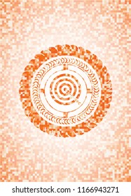 target, business icon inside orange mosaic emblem with background