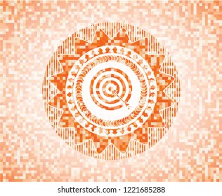 target, business icon inside orange mosaic emblem
