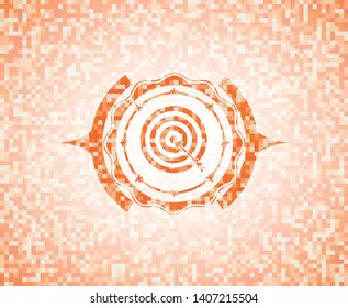 target, business icon inside orange mosaic emblem with background