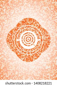 target, business icon inside orange mosaic emblem