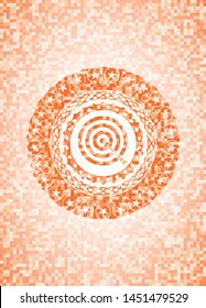 target, business icon inside orange mosaic emblem