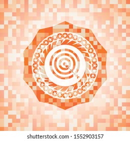 target, business icon inside orange mosaic emblem