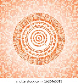 target, business icon inside orange mosaic emblem with background