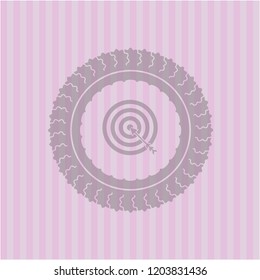 target, business icon inside pink emblem. Retro