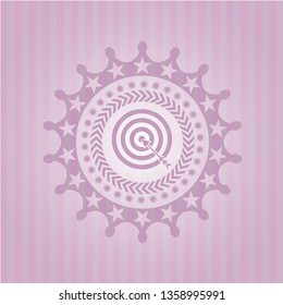 target, business icon inside realistic pink emblem