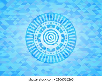 Ziel, Business Icon in realistischen Himmelsblau Mosaik Emblem. 