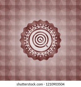 target, business icon inside red geometric pattern emblem. Seamless.