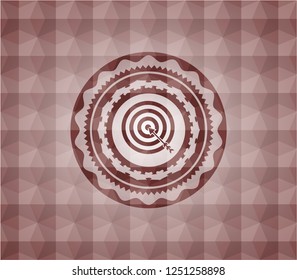 target, business icon inside red seamless badge with geometric background.