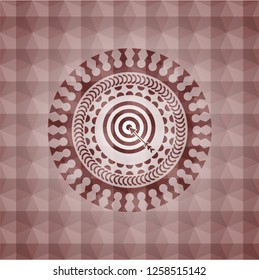 target, business icon inside red seamless emblem with geometric pattern.