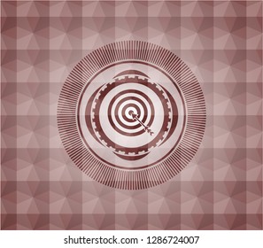 target, business icon inside red emblem with geometric pattern. Seamless.