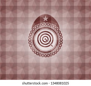 target, business icon inside red seamless emblem with geometric background.