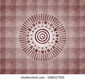 target, business icon inside red seamless emblem with geometric background.