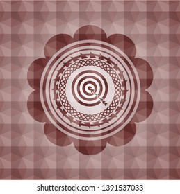 target, business icon inside red seamless polygonal badge.