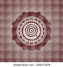target, business icon inside red badge with geometric background. Seamless.