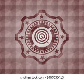 target, business icon inside red polygonal badge. Seamless.