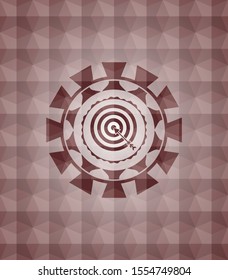 target, business icon inside red seamless badge with geometric pattern background.