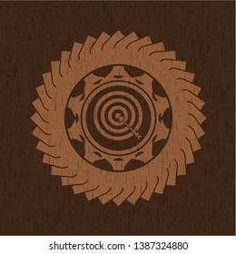 target, business icon inside retro style wood emblem