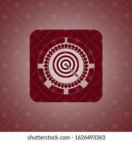 target, business icon inside retro red emblem