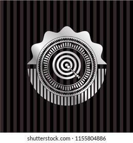 target, business icon inside silver badge or emblem
