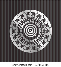 target, business icon inside silver badge or emblem