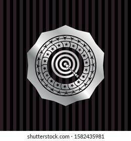 target, business icon inside silver badge or emblem