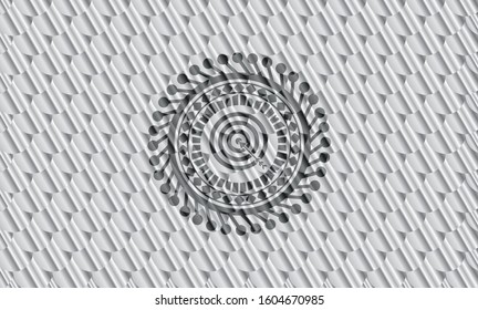 target, business icon inside silver color badge or emblem. Scales pattern. Vector Illustration. Detailed.