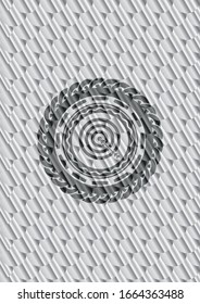 objetivo, icono comercial dentro de la placa de color plata. Patrón de escalas. Ilustración vectorial. Detallado.