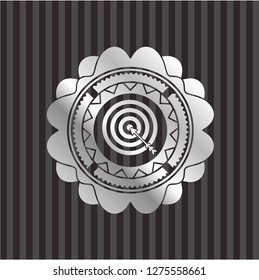 target, business icon inside silvery emblem or badge