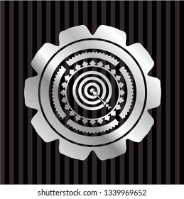 target, business icon inside silvery emblem or badge