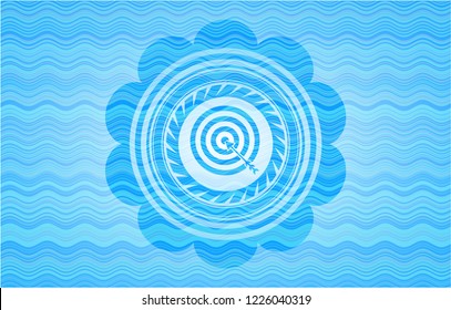 target, business icon inside water wave style emblem.