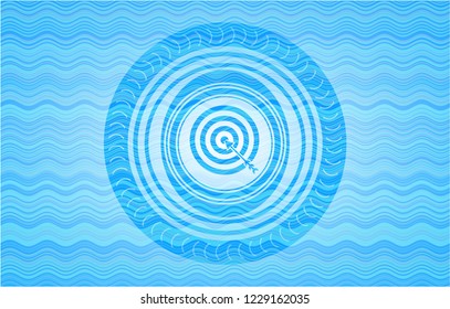 target, business icon inside water wave style badge.