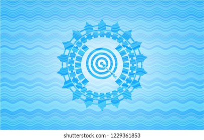 target, business icon inside water wave badge background.