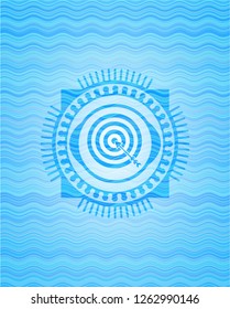 target, business icon inside water wave emblem background.