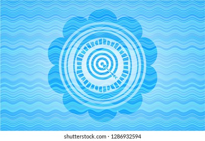 target, business icon inside water concept style emblem.