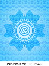 target, business icon inside water wave representation style badge.