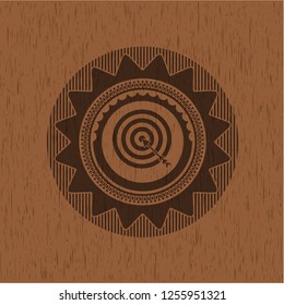 target, business icon inside wood emblem. Retro