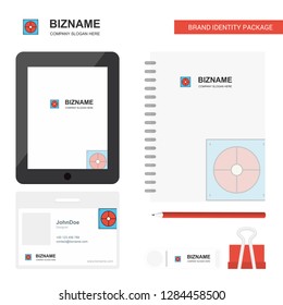 Target Business Logo, Tab App, Diary PVC Employee Card and USB Brand Stationary Package Design Vector Template