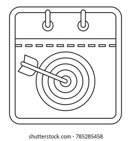 Target calendar icon. Outline illustration of target calendar vector icon for web