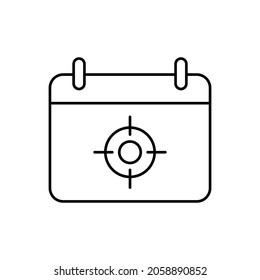 diseño vectorial de icono de línea de calendario de destino, icono de línea de trazo editable