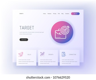 Target, Calls, Statistics, Growth, Connection Landing page template. Template for website design.