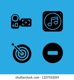 target, camcorder, music file and no entry icons vector in sample icon set for web and graphic design